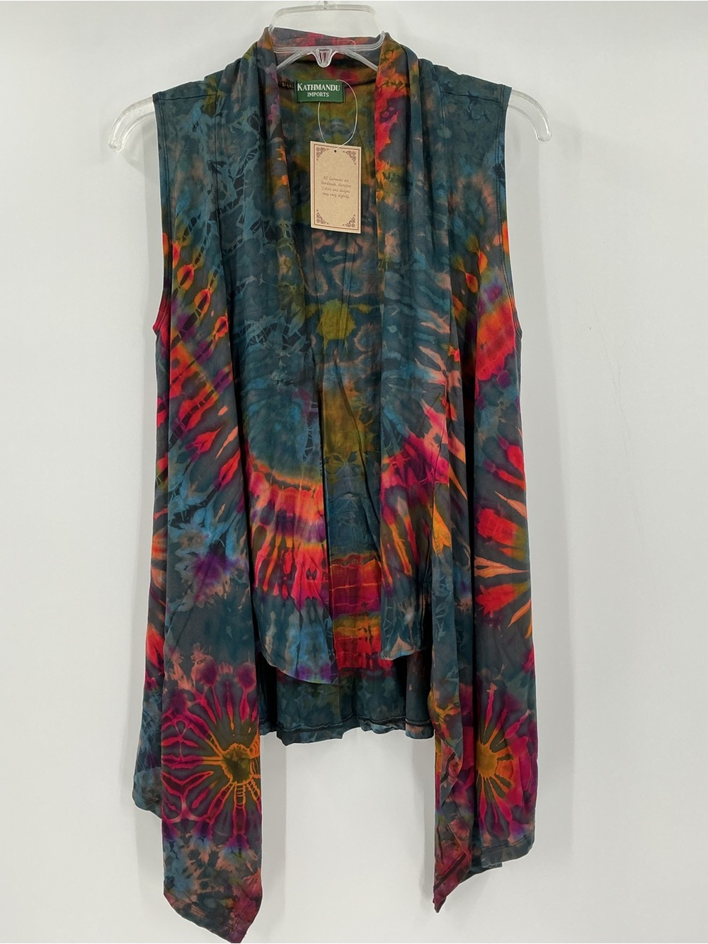 Kathmandu Imports Rainbow Tie Dye Swingy Vest S/M Boho Festival NWT - Picture 4 of 10